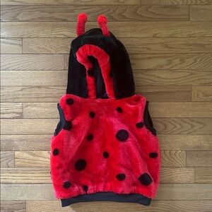 🐞 Girls Ladybug Halloween costume red and black Vest with Hood size 4